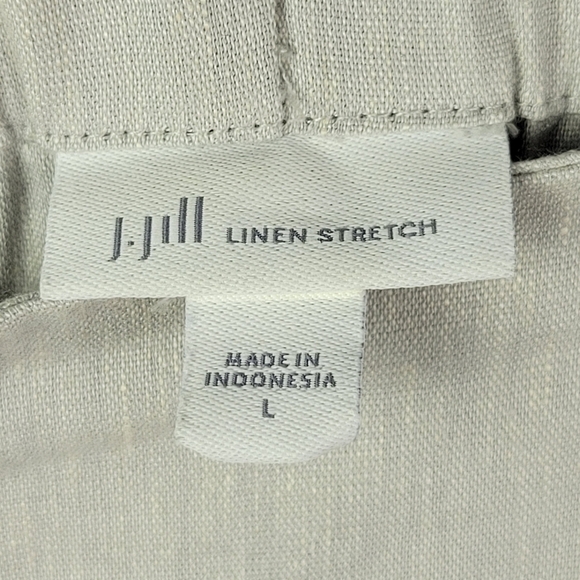 J. Jill Linen Stretch Ankle Pants Light Grey Button Hem Side Zipper Size L - Picture 5 of 13